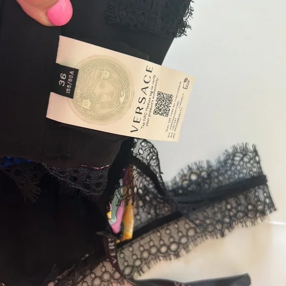 VERSACE TWILL Fan Printed Lace Bra sz IT 36/ US 0